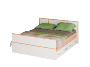 Двуспальная-кровать-Сакура-Сонома-Белый